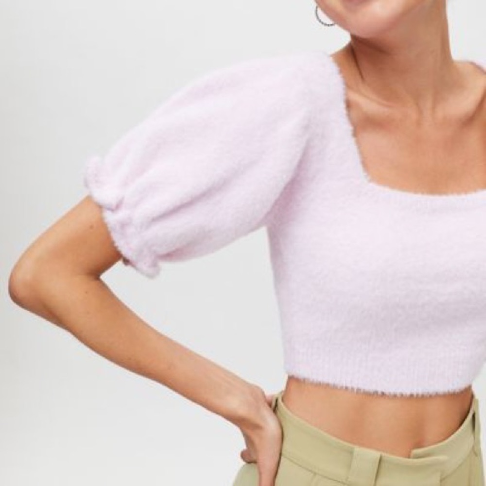 Lilac Crop Urban Outfitters Fuzzy Top